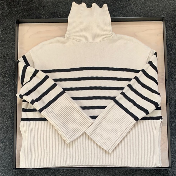 Striped Turtleneck Sweater - Black and White - Picture 1 of 11